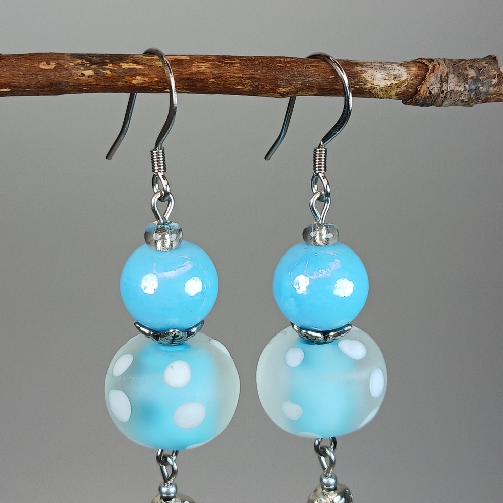 Silver Seahorse Earrings Seaglass Coastal Treasures Artisan Jewelry Handcrafted - Picture 4 of 6